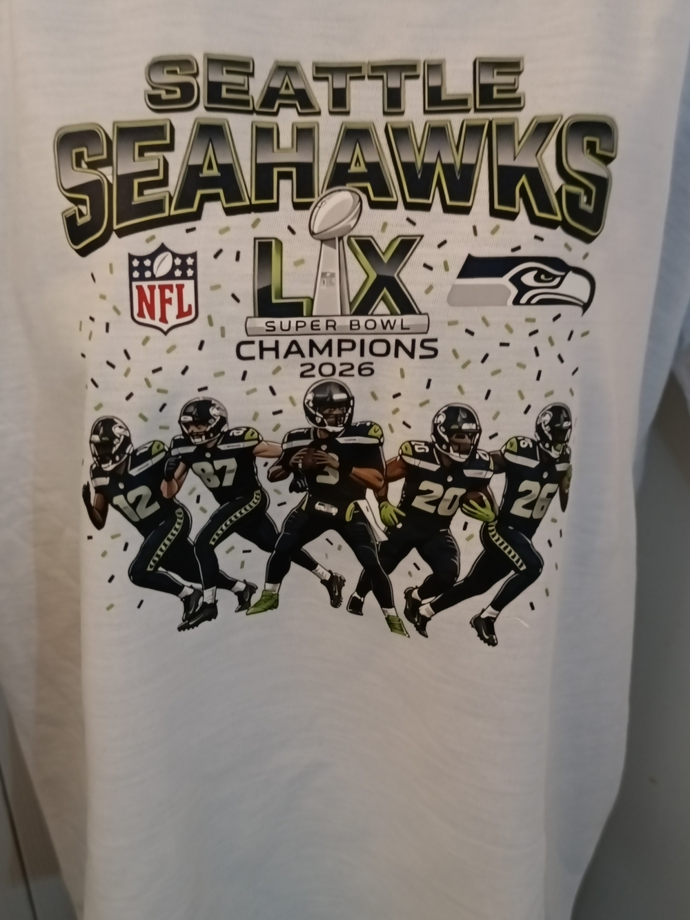 Seattle Seahawks White Super Bowl LX Champions T‑Shirt #seahawks New 5XL